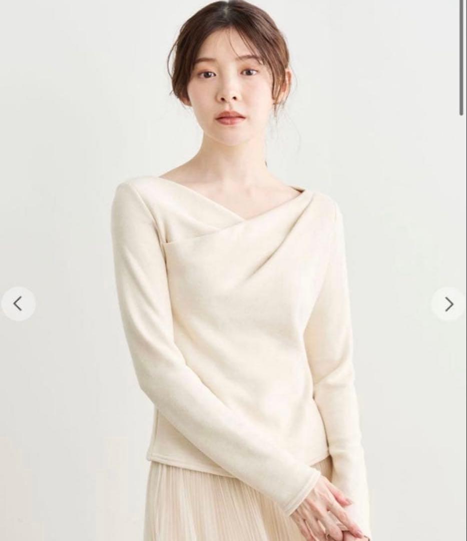 COCO DEAL ラメ アシメネックオフショルダーカットソー　ベージュ