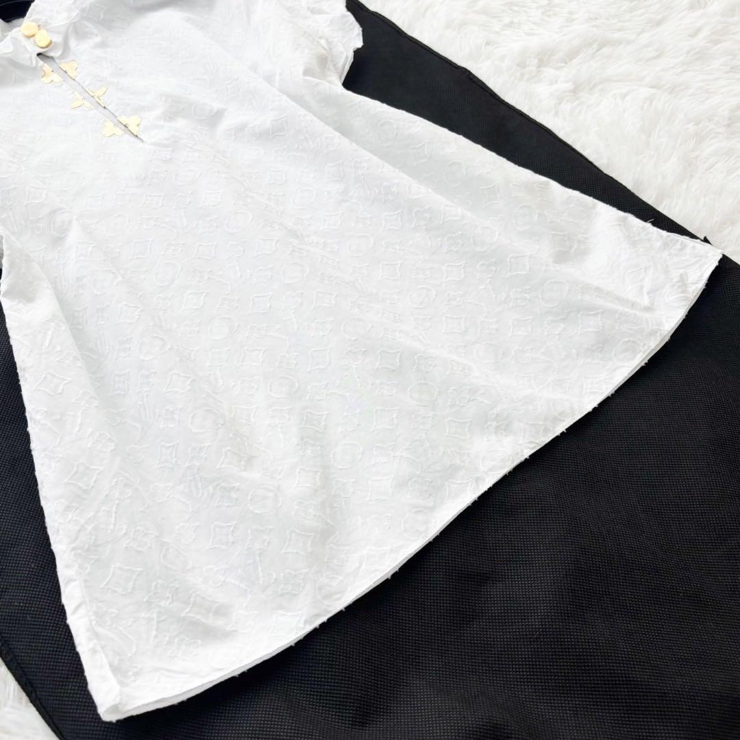 LOUIS VUITTON 19AW モノグラム フリルブラウス ゴールド 40