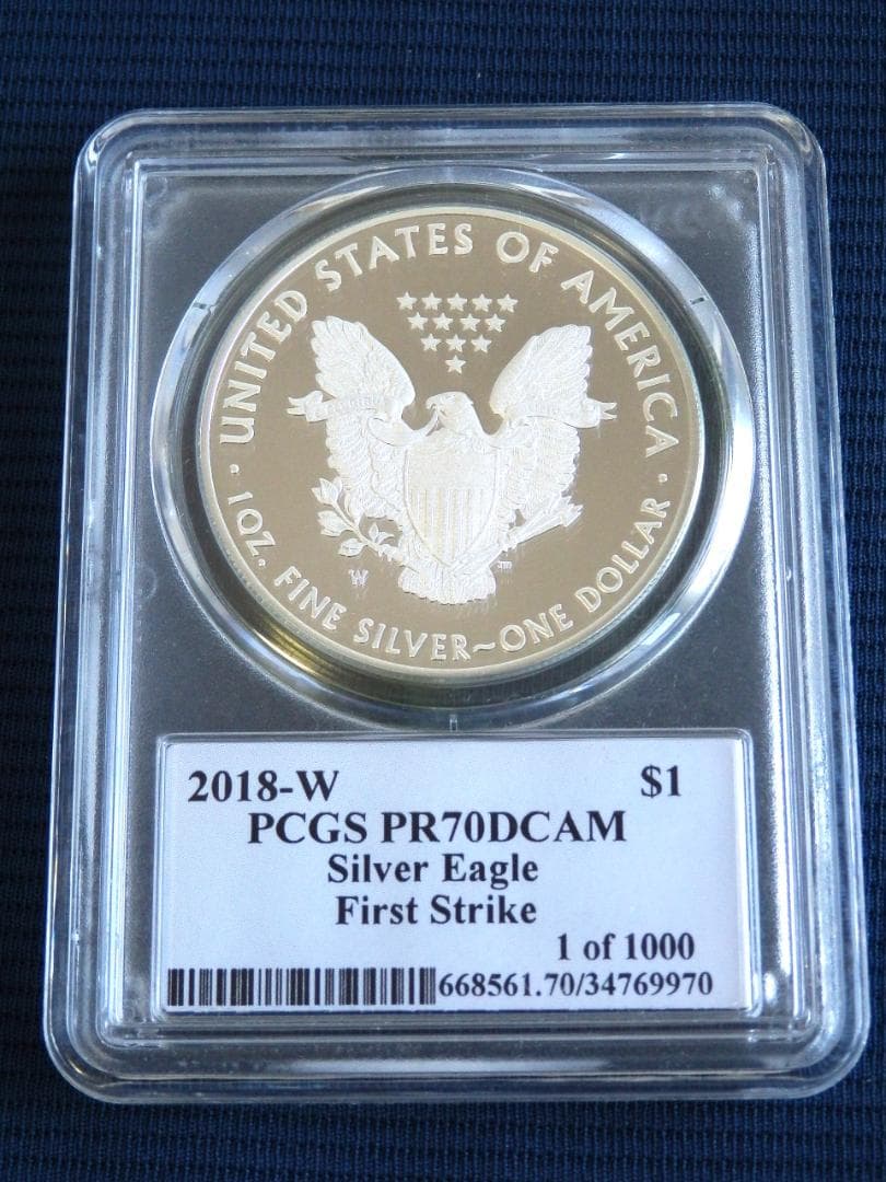 【値下】米国2018年　イーグル銀貨 T・クリーブランド　サインPR70DCAM