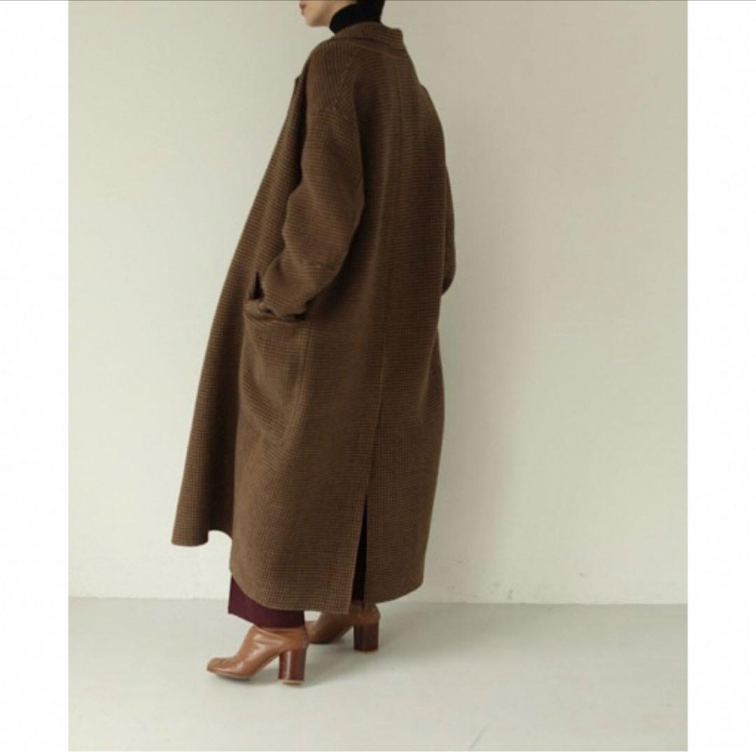 todayful ブラウンチェック ロングコート