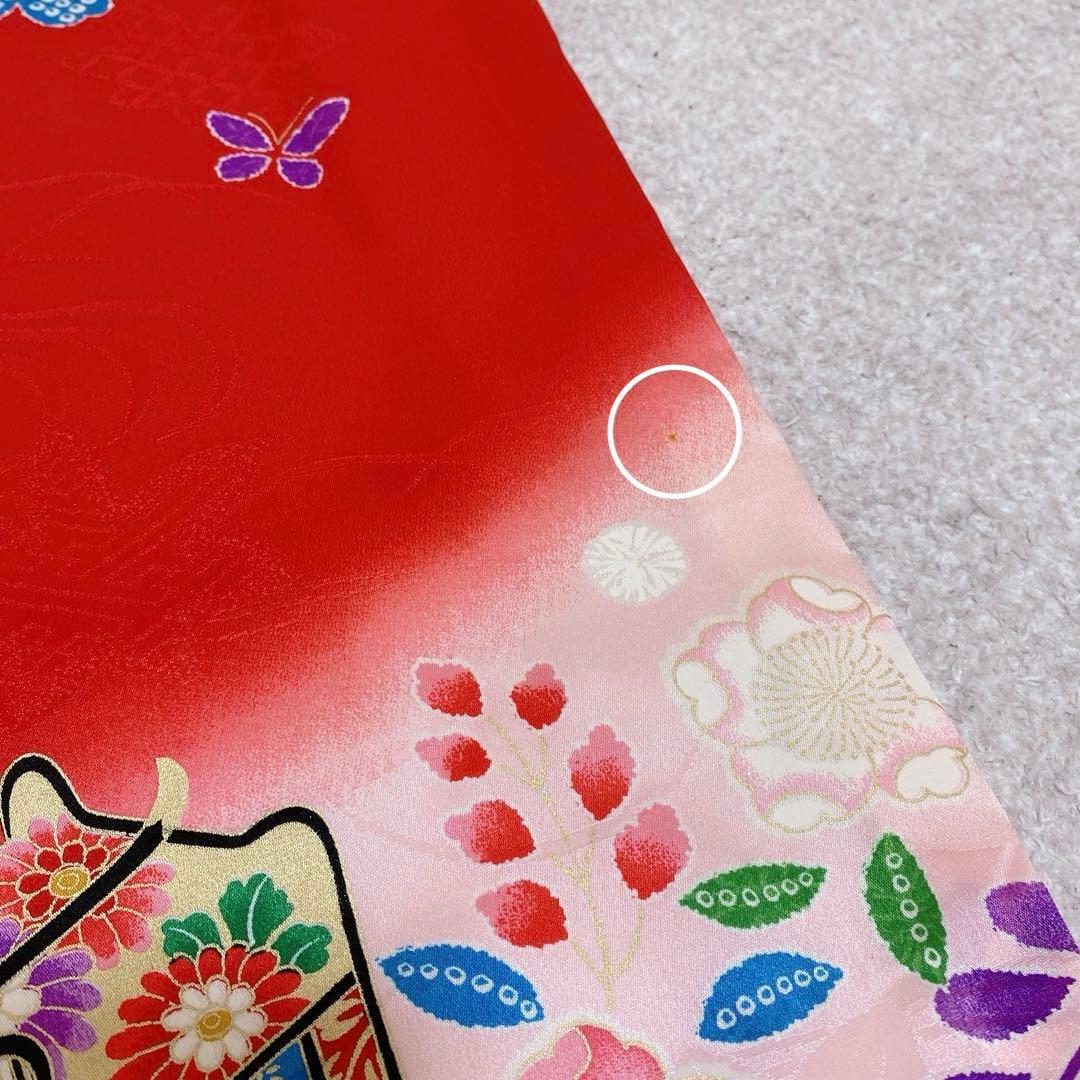 七五三 7歳 正絹 着物 袋帯 バッグ 草履 小物 フルセット 赤 金 黒