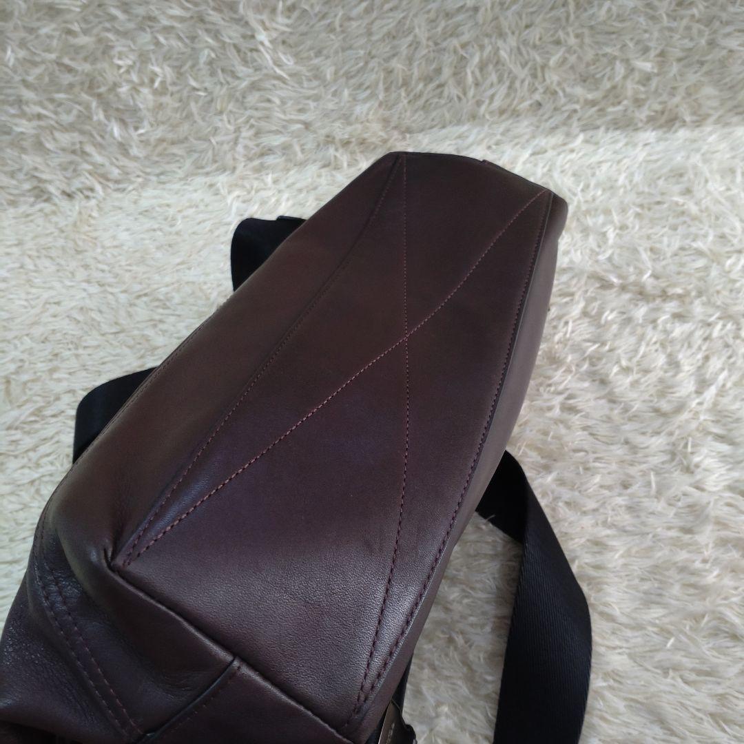 COACH　2wayレザーダークブラウンメッセンジャーバック　37954