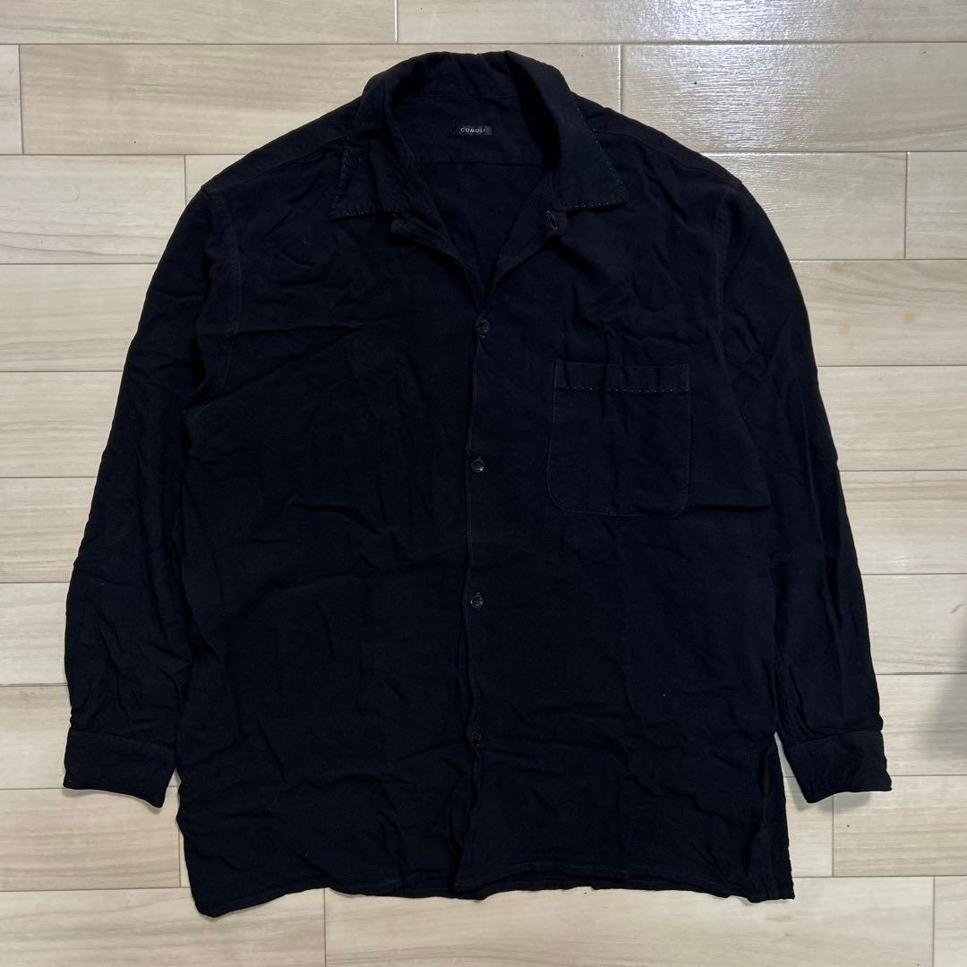 COMOLI レーヨン オープンカラーシャツ ブラック サイズ4