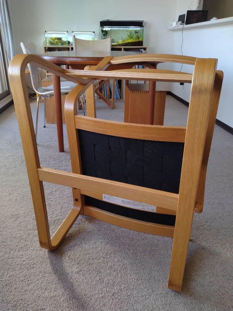 【良品】MUJI無印 ダイニングソファチェアオーク材/リビングでもつかえる茶①