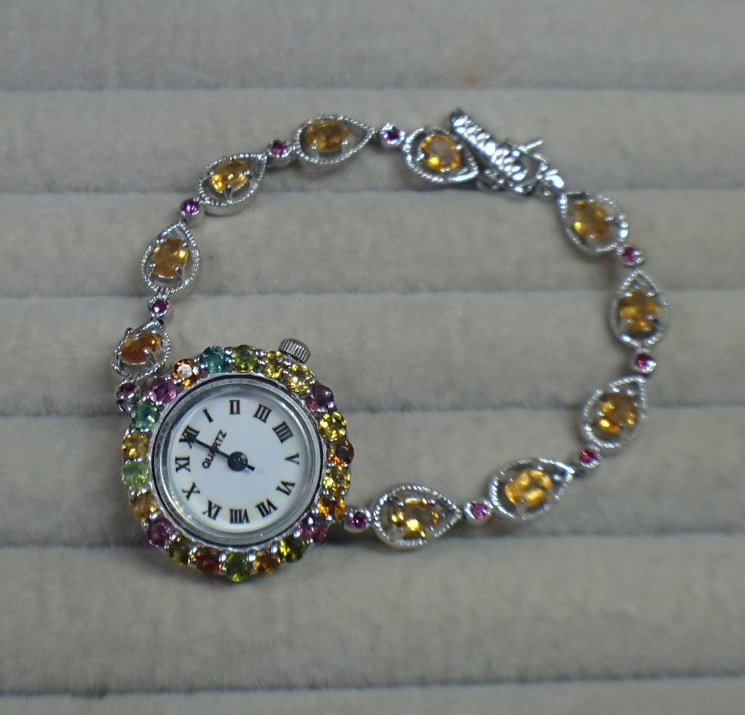 トルマリン シトリン 時計 925 0170 タンザナイト