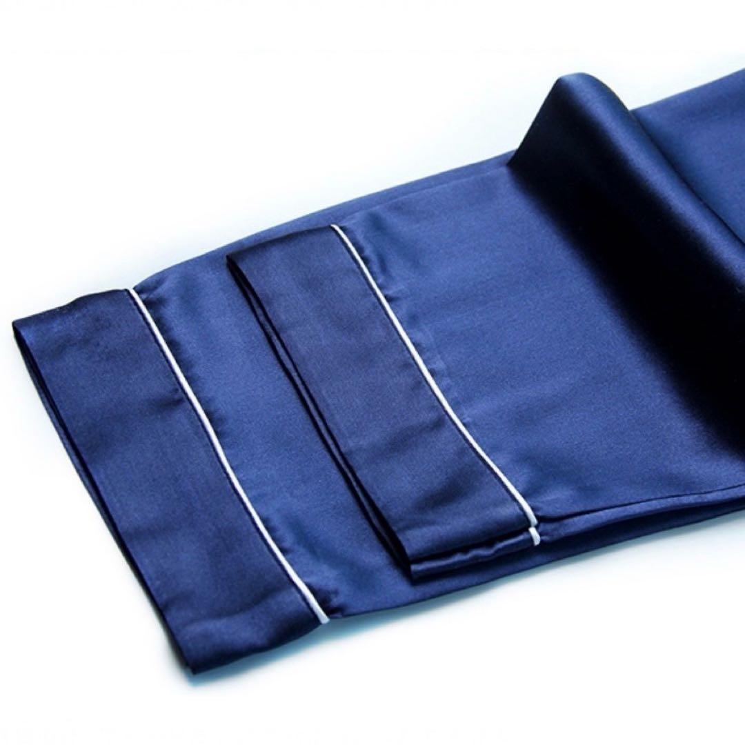 551 レディースパジャマ オールシルク 長袖 ネイビー L 肌触り滑らか