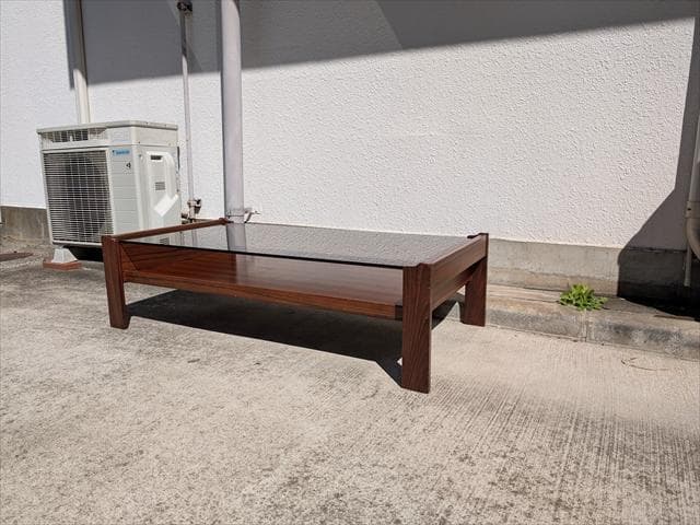 ヴィンテージ｜日田工芸｜スモークガラストップ｜センターテーブル｜
