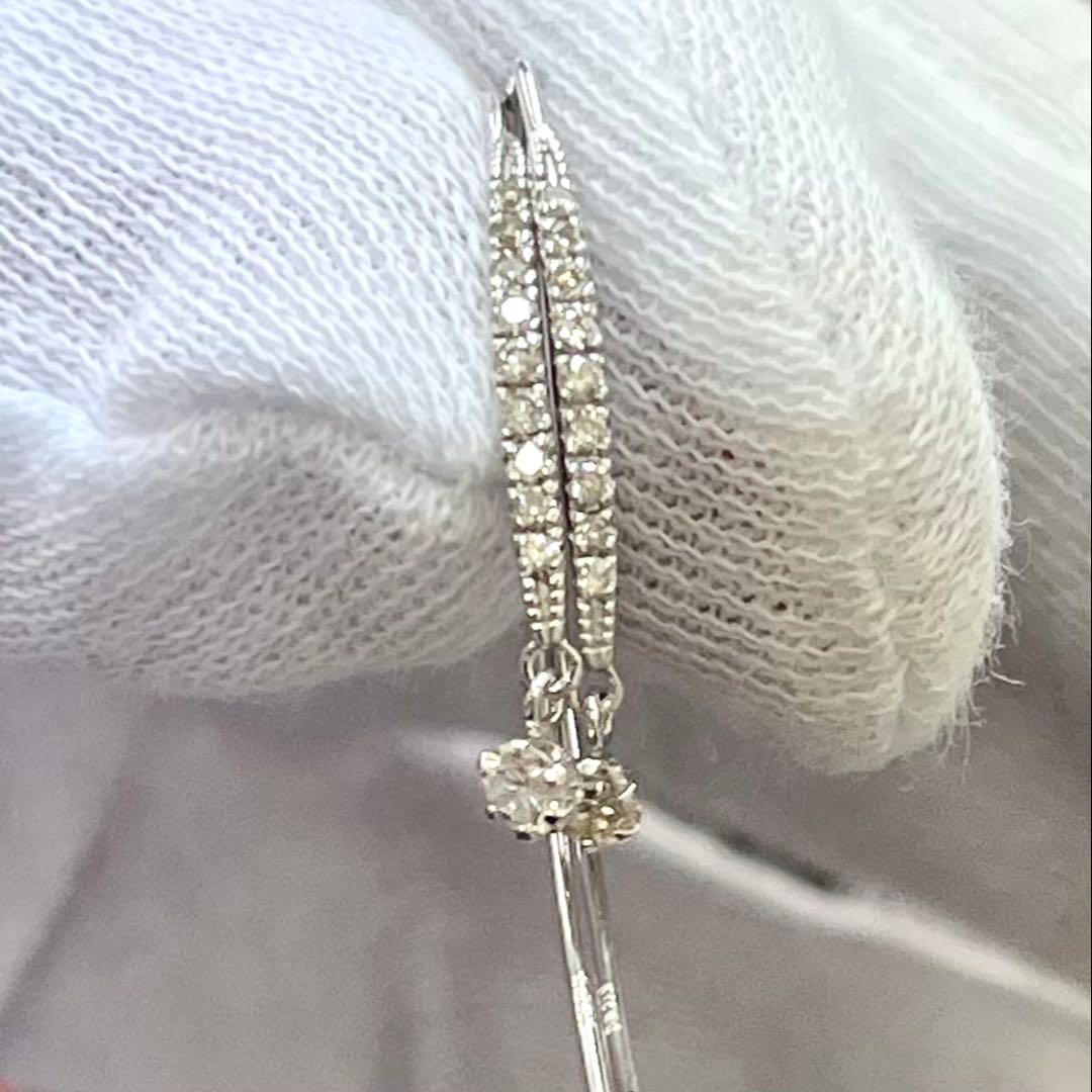 k18WG ダイヤ フック ピアス 0.30ct スウィング
