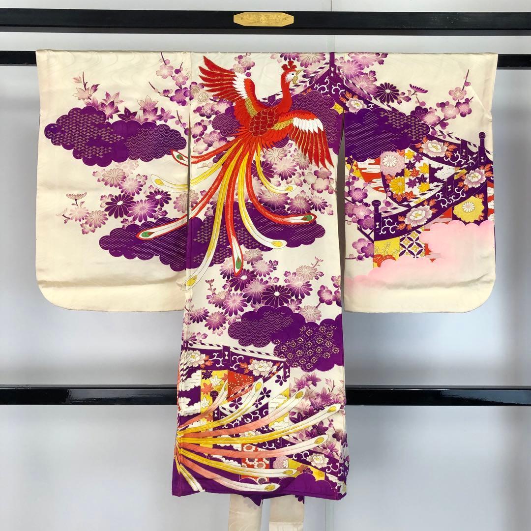 子供着物 七五三 3歳 刺繍 鳳凰 乳白色 CK-7374