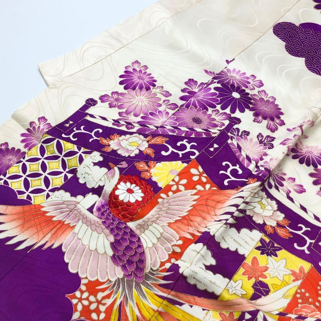 子供着物 七五三 3歳 刺繍 鳳凰 乳白色 CK-7374