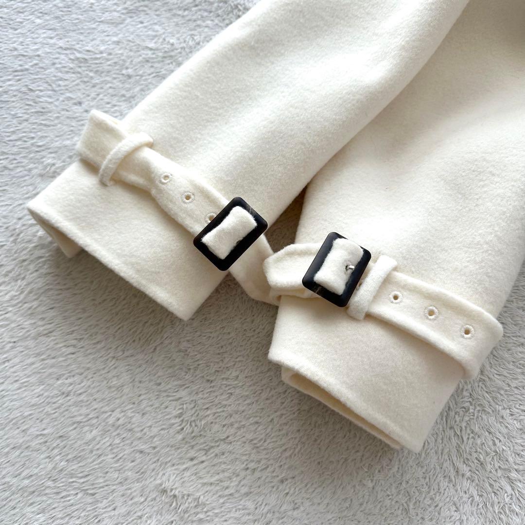 美品 eimy istoire ウールショートトレンチコート 38 アイボリー