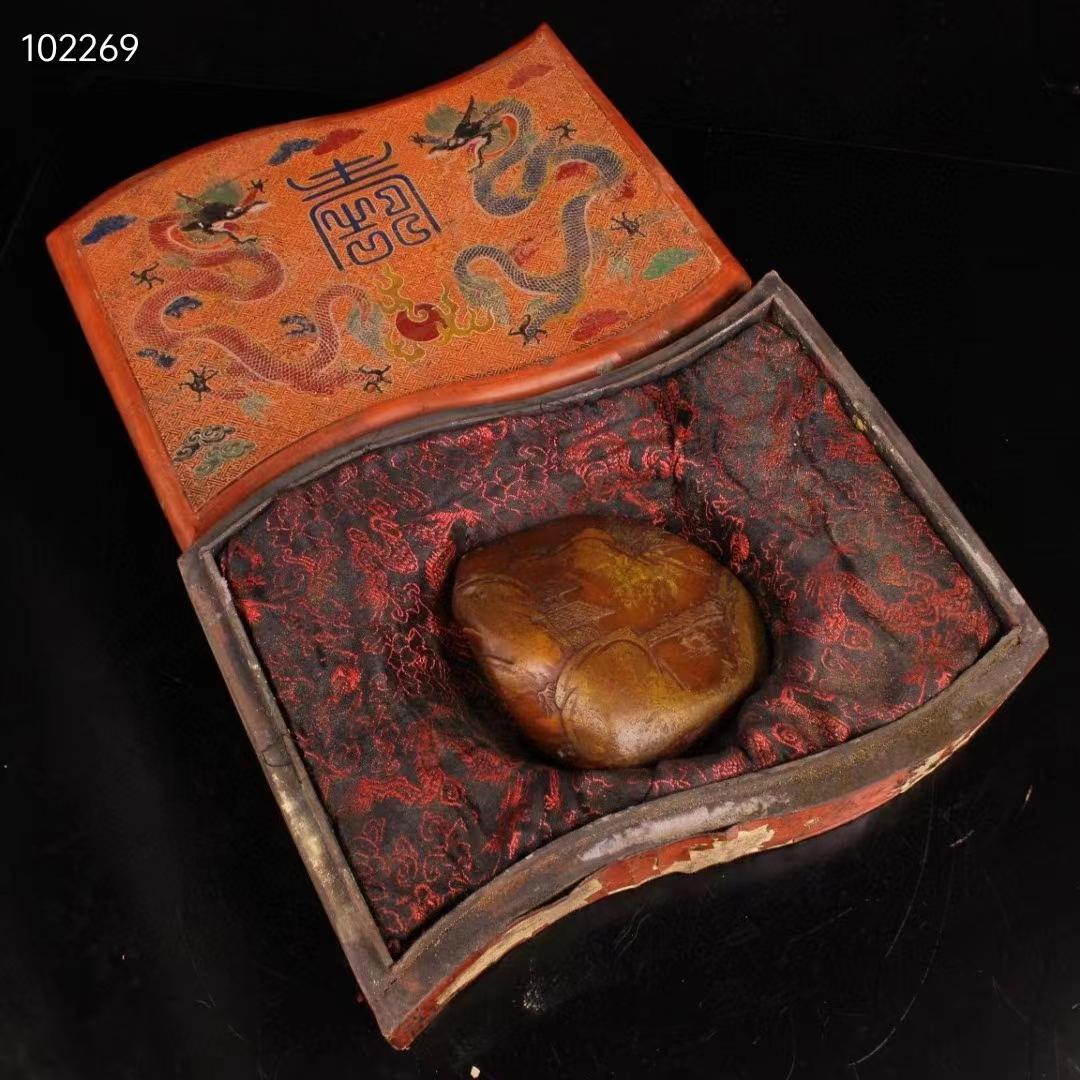 中国美術・寿山田黄石純手彫り・深山訪友の印鉴・古漆箱付・書道品・篆書印・文房聖品