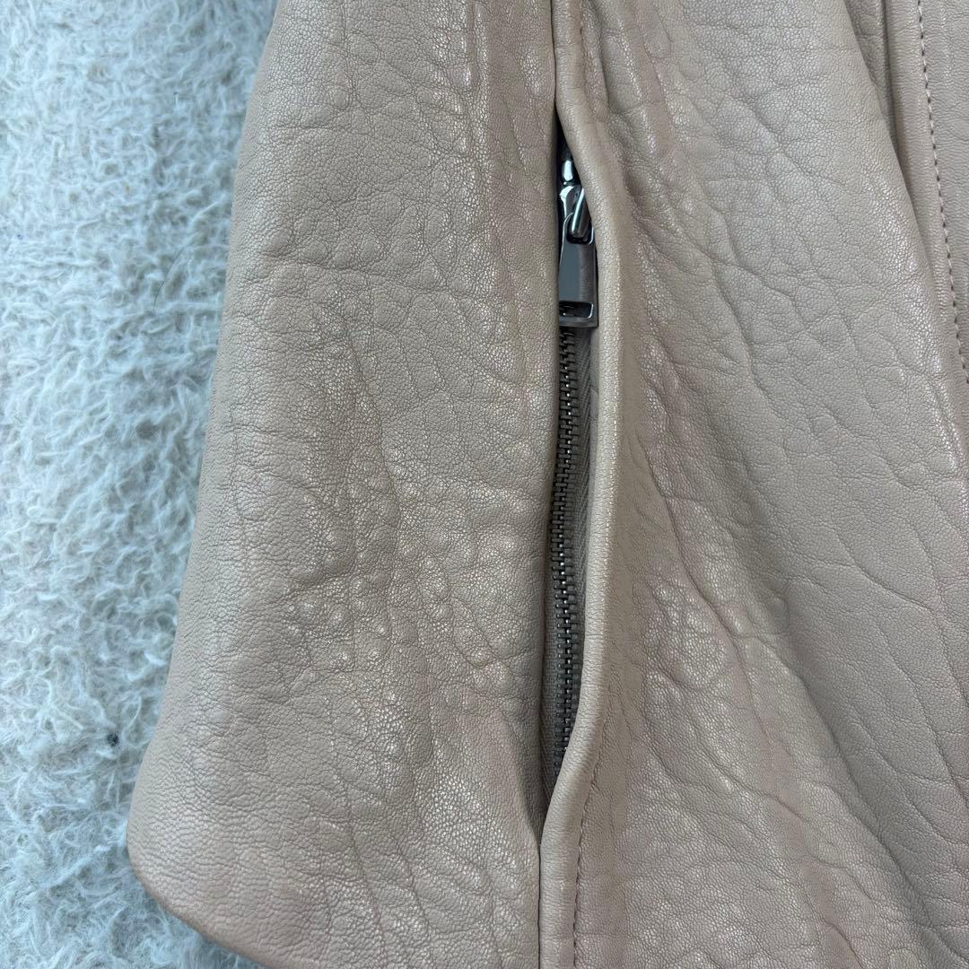 高級 ラムレザー ビンス vince ベージュ レザー ダブルライダース