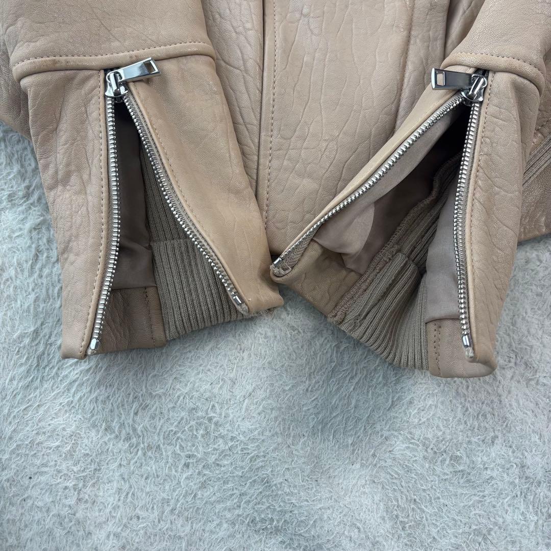 高級 ラムレザー ビンス vince ベージュ レザー ダブルライダース