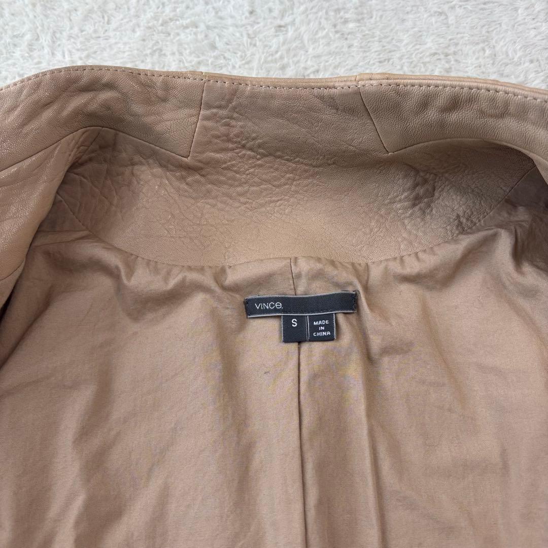 高級 ラムレザー ビンス vince ベージュ レザー ダブルライダース