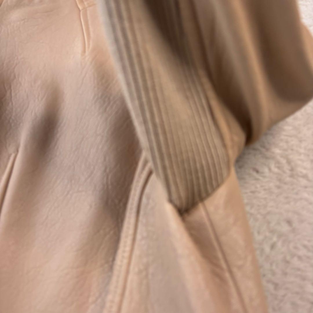 高級 ラムレザー ビンス vince ベージュ レザー ダブルライダース