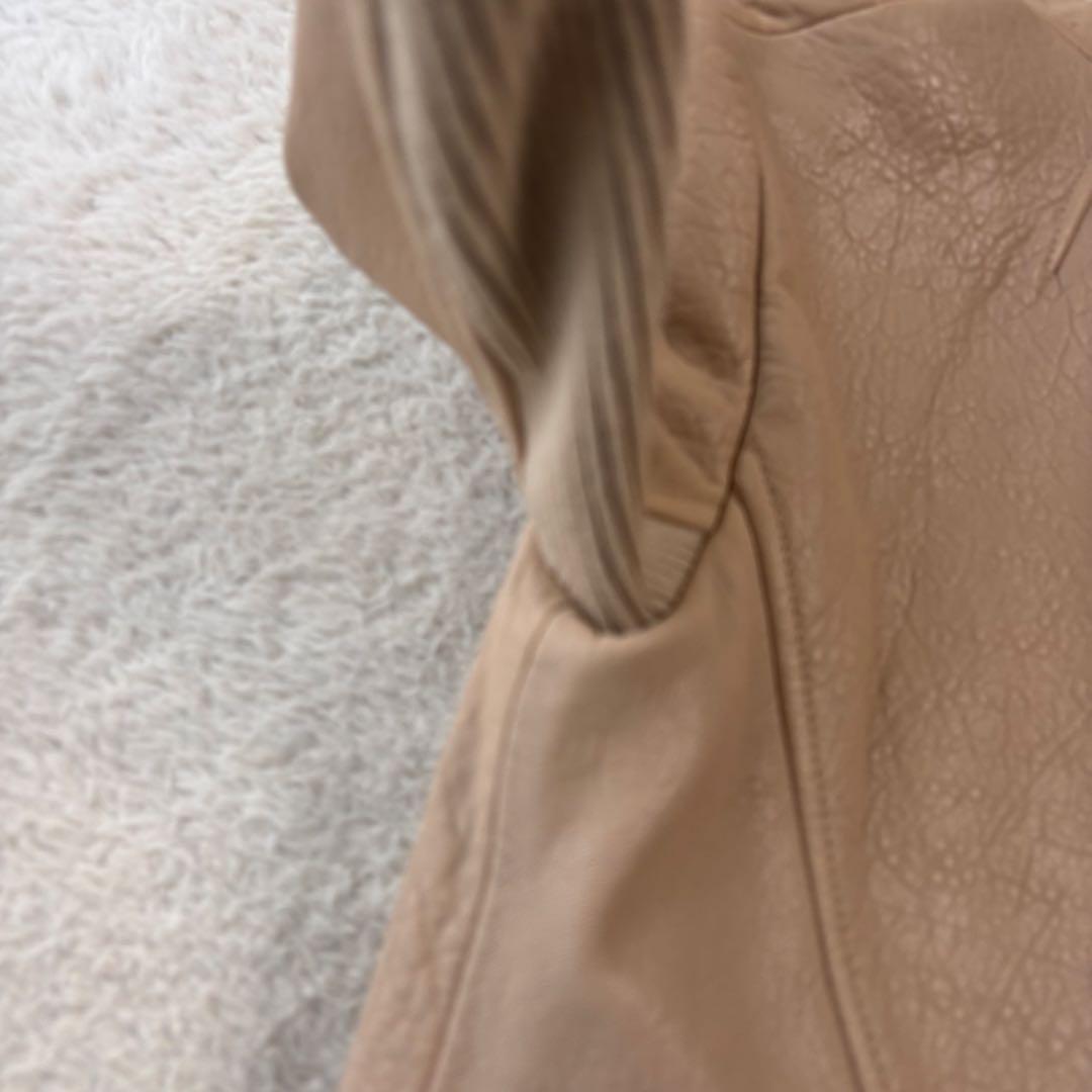 高級 ラムレザー ビンス vince ベージュ レザー ダブルライダース