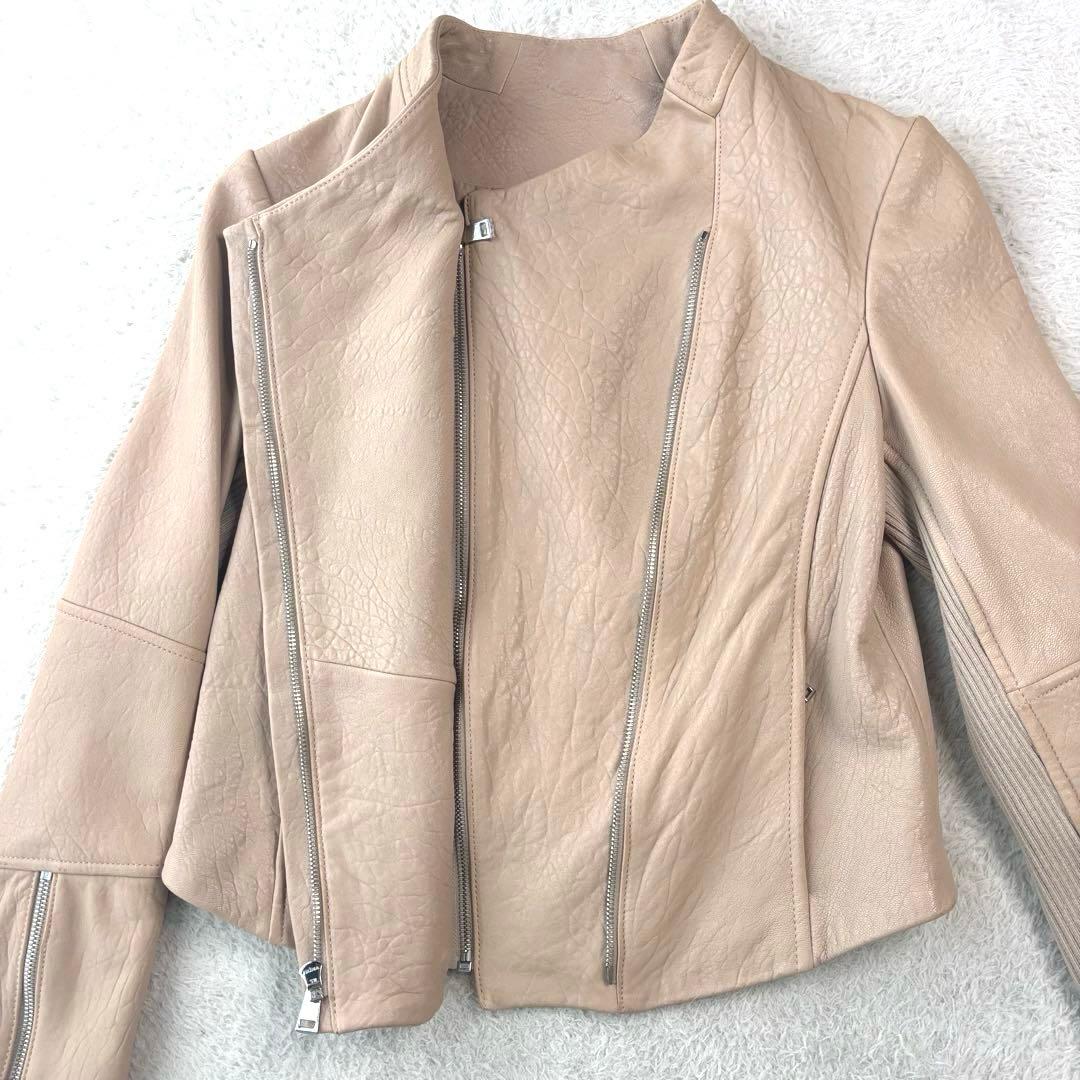 高級 ラムレザー ビンス vince ベージュ レザー ダブルライダース