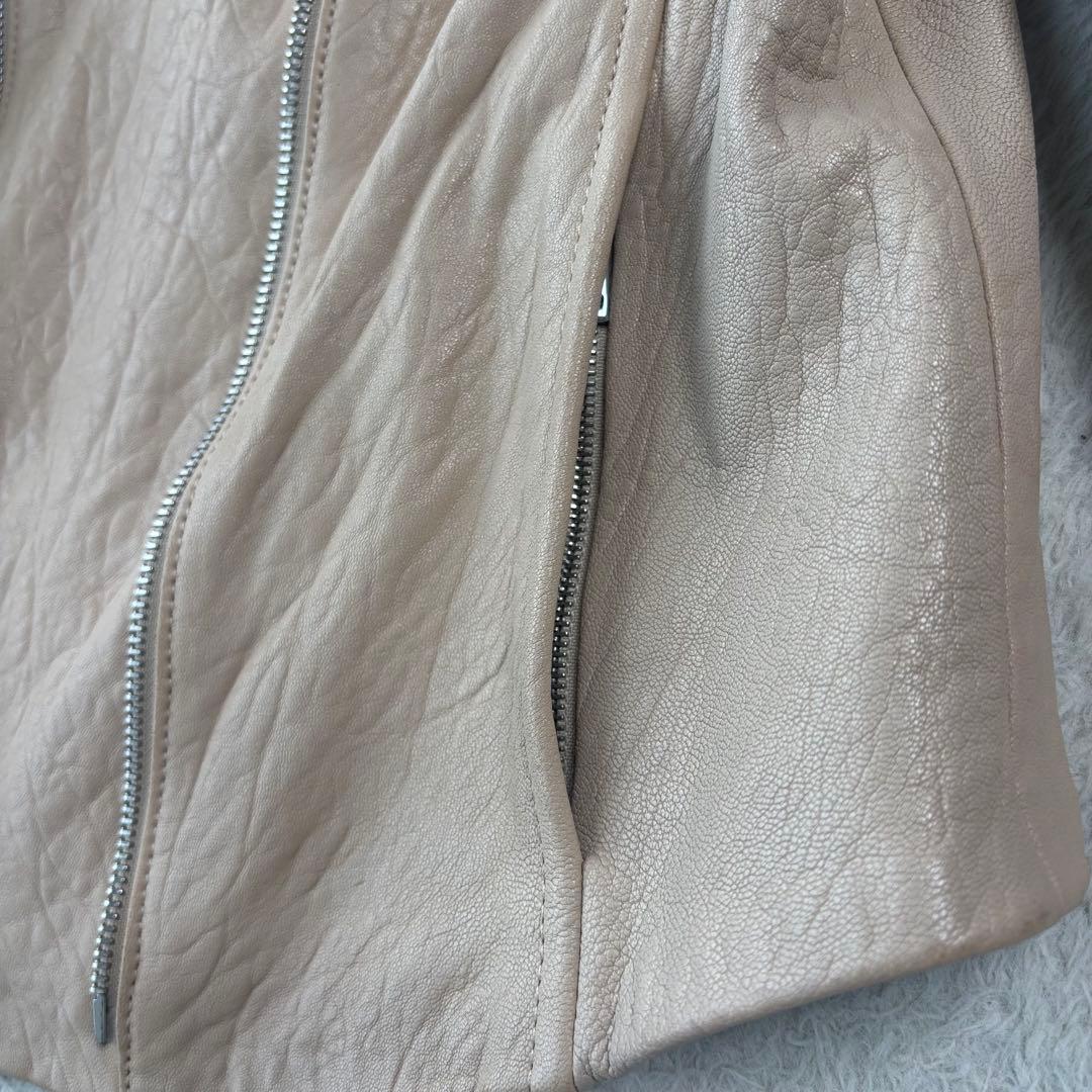 高級 ラムレザー ビンス vince ベージュ レザー ダブルライダース