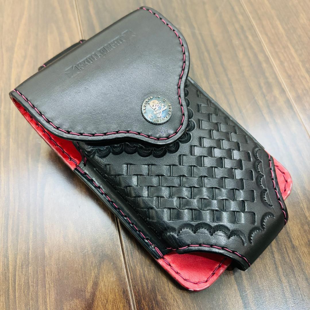 SKULL FLIGHT スカルフライト シガーケース レザー ブラック×レッド