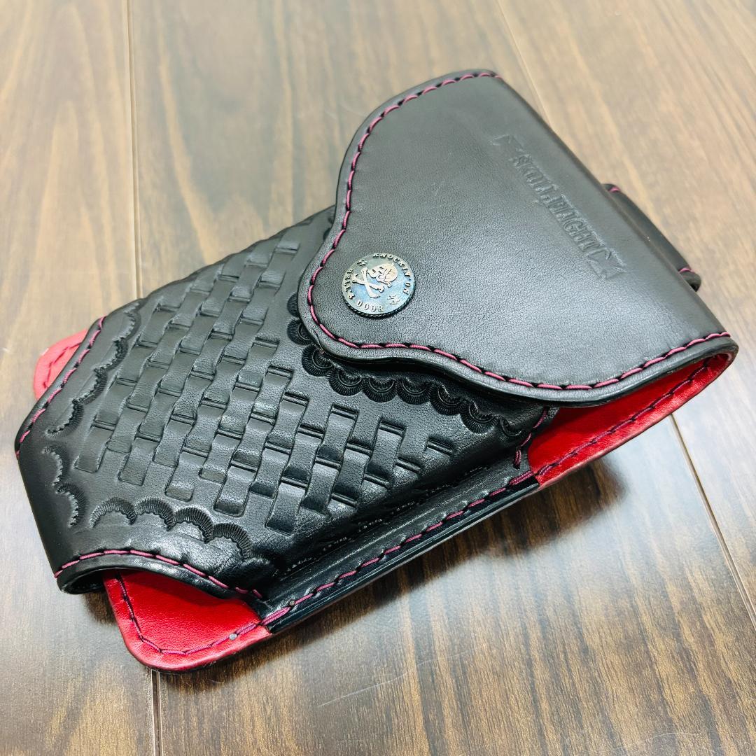 SKULL FLIGHT スカルフライト シガーケース レザー ブラック×レッド