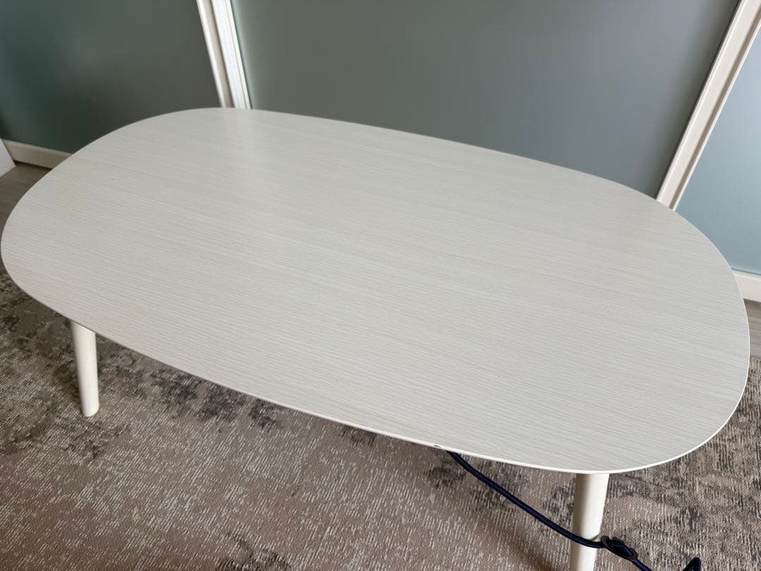 送料込み折脚楕円形カジュアルこたつ カルミナ950 ホワイト