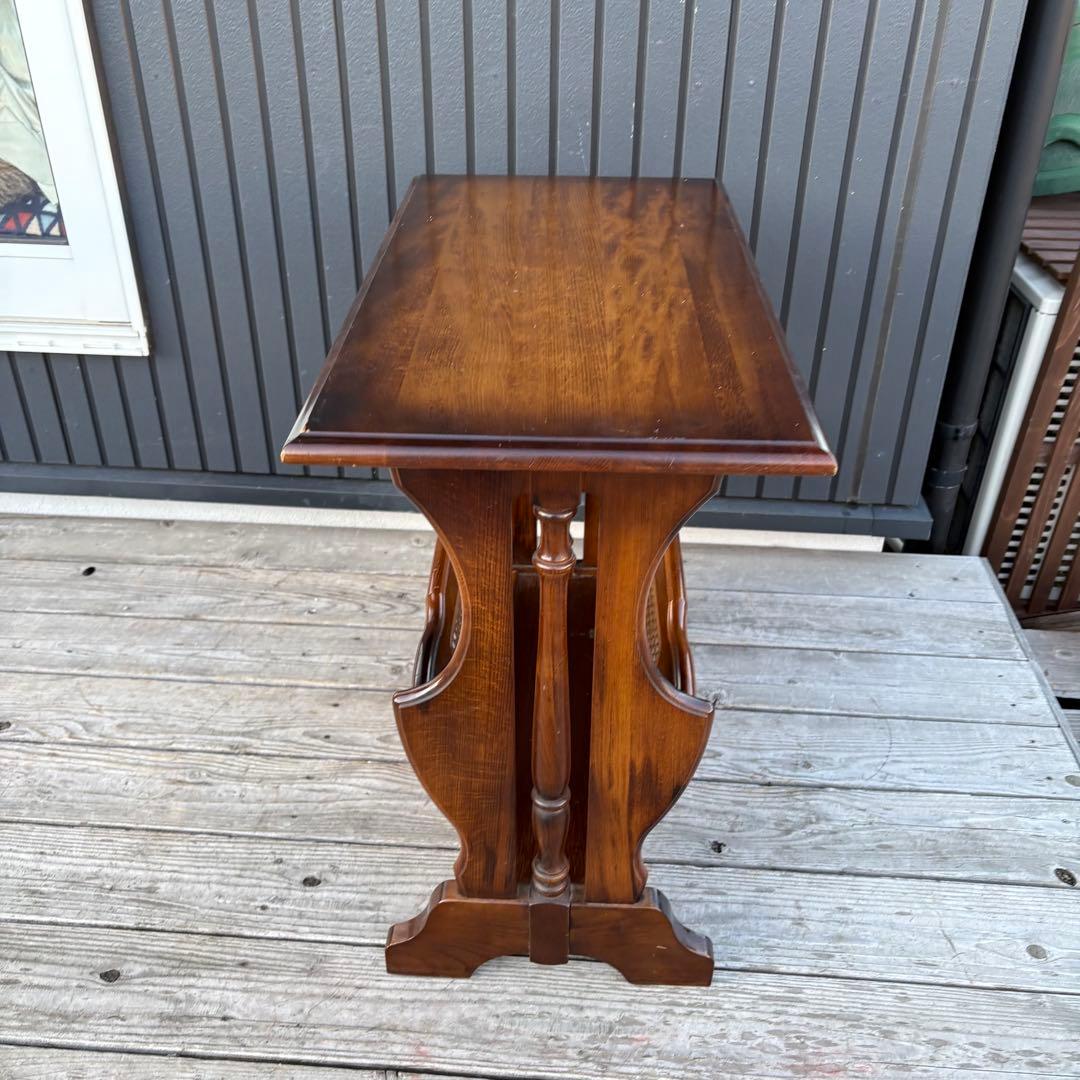 カリモク コロニアル マガジンラック付き サイドテーブル 木製 昭和レトロ古家具