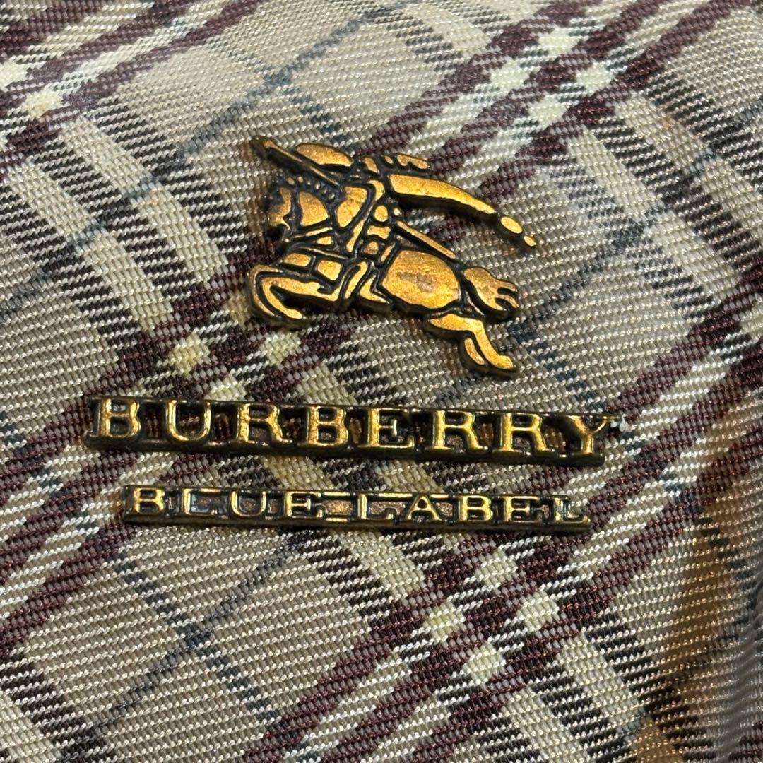 【極美品】バーバリーブルーレーベル がま口ポーチ ホースロゴ ノバチェック 茶