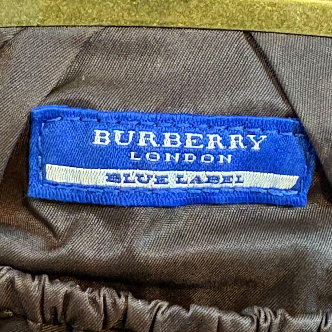 【極美品】バーバリーブルーレーベル がま口ポーチ ホースロゴ ノバチェック 茶