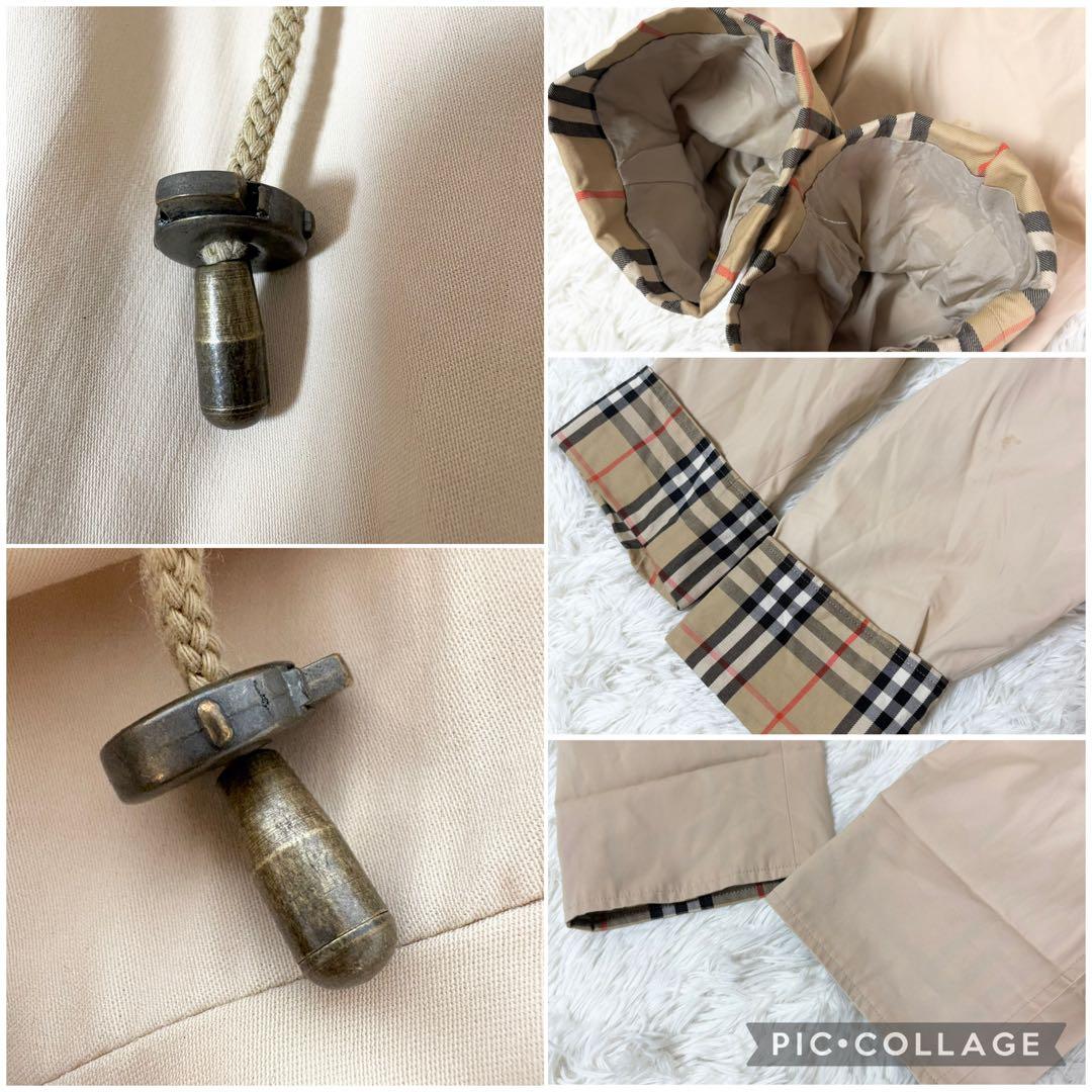 バーバリーズ フード付きステンカラーコート ベージュ系 ノバチェック ロゴ刻印