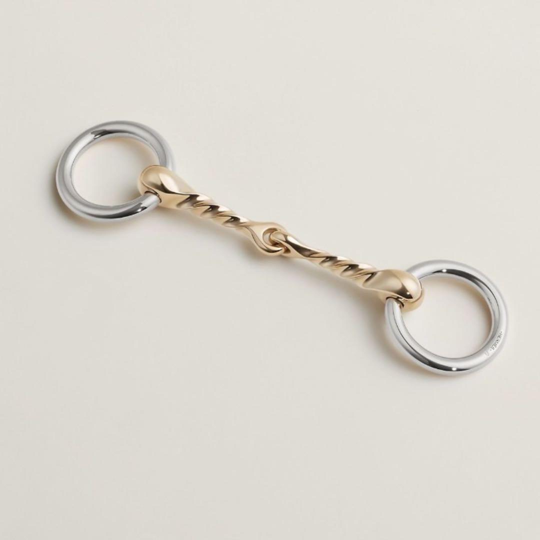 レア　エルメス　スカーフリング　モールドゥ　バイカラー　ゴールド　シルバー