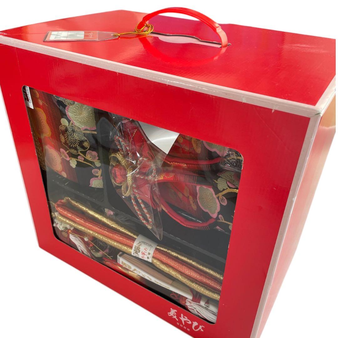 七五三セット　祝帯ペアセット　中サイズ　赤金黒　箱入り 美やび