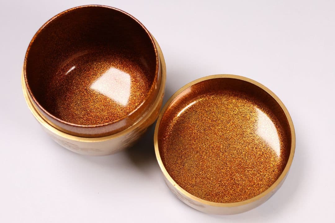 MA583 茶道具 一后一兆作 塩釜蒔絵 棗 保証品 共箱・共布・作歴 / 梨地