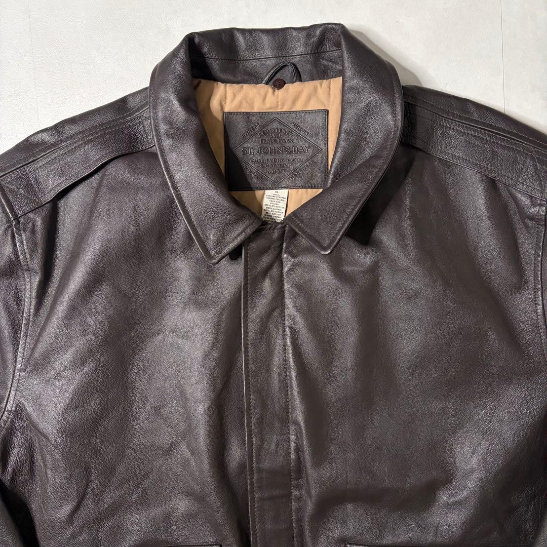 【美品】ST. JOHN'S BAY 本革 レザージャケット a2 茶色 XL