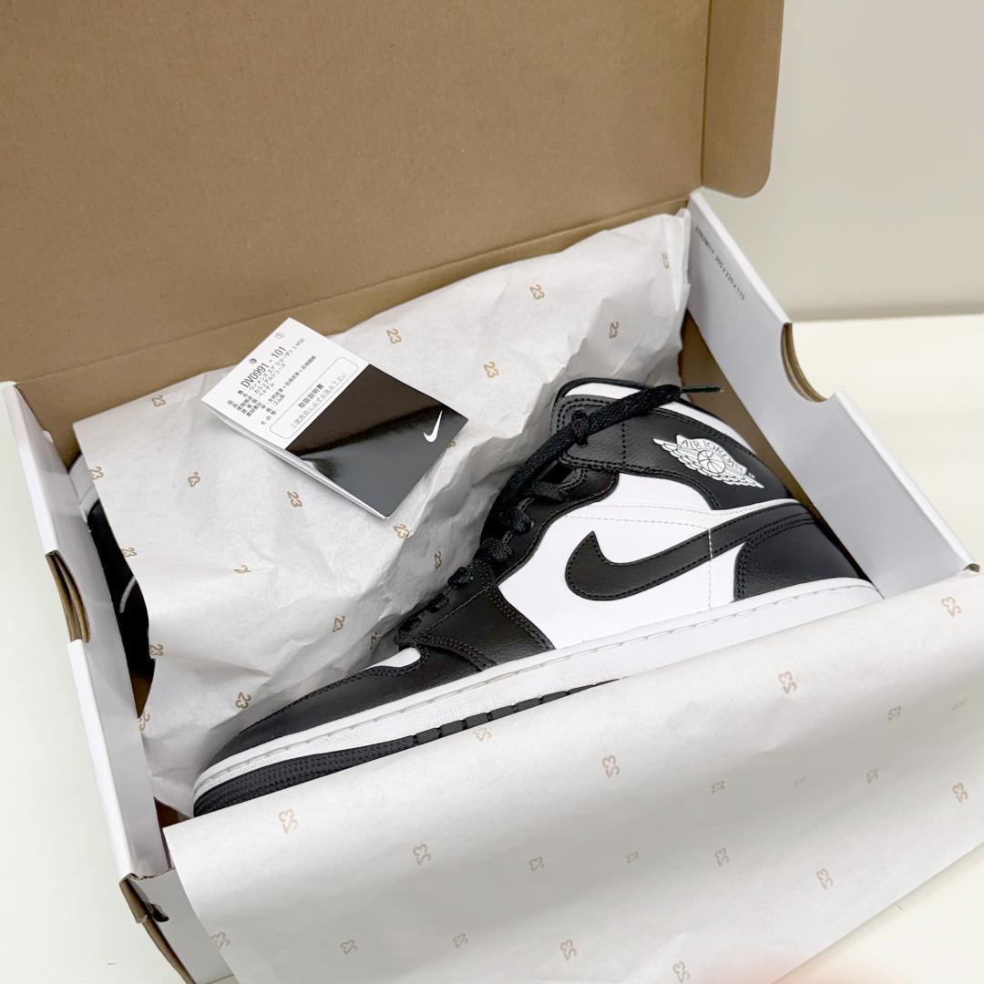 【美品】エアジョーダン1 ミッド \"パンダ\" \"ブラック/ホワイト\" 27cm