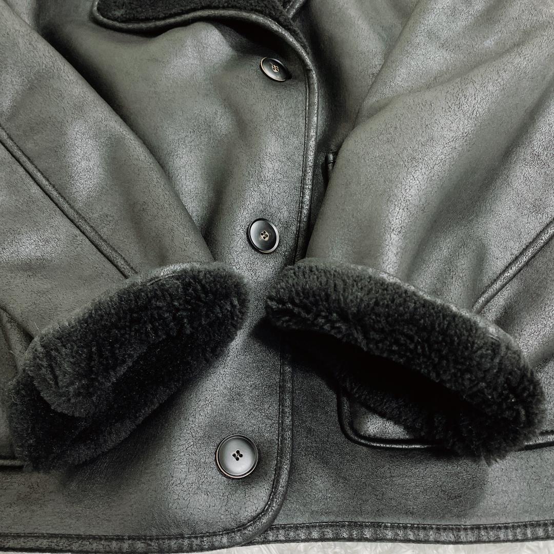 ZARA✨2024年冬✨フェイクムートン レザージャケット 黒 XL