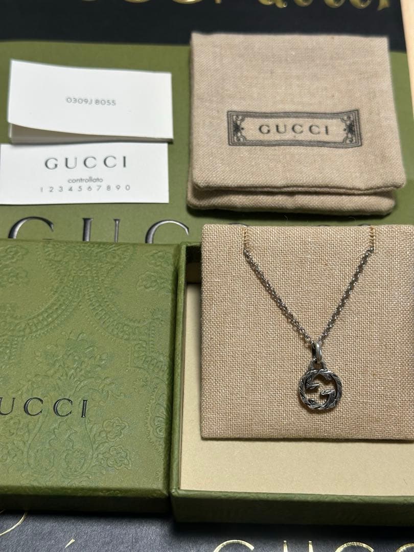 GUCCI グッチ インターロッキングG ペンダント ネックレス　紙袋、箱付き