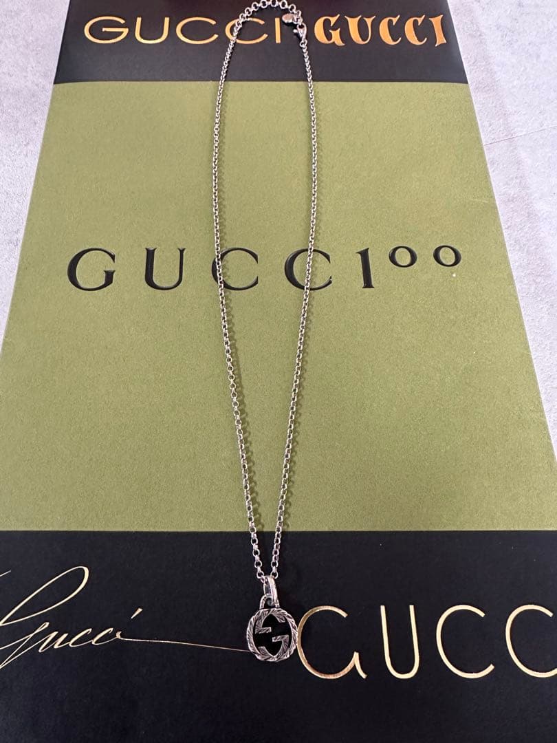 GUCCI グッチ インターロッキングG ペンダント ネックレス　紙袋、箱付き