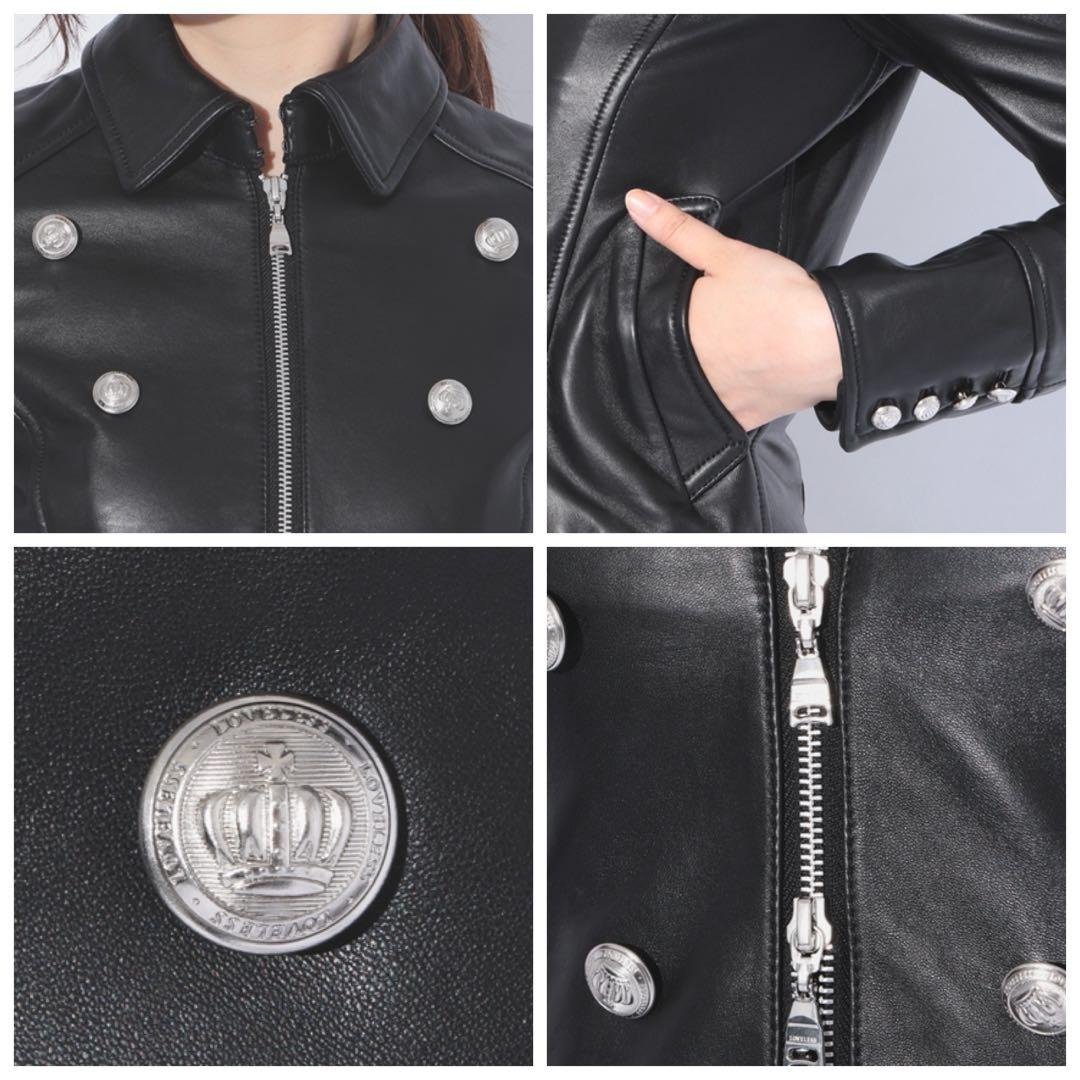 LOVELESS ラブレス 羊革 レザーネイバルジャケット メタル釦 34