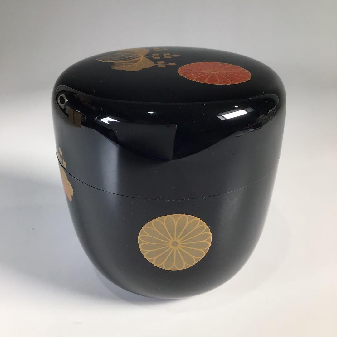 Ｍ９３０　棗　『中川秀甫作』『黒漆塗』『高台寺蒔絵』『中棗』　共箱　茶道具