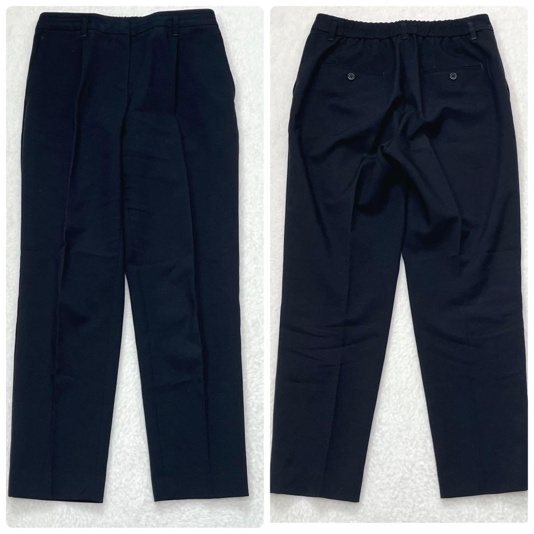 プラステ セットアップ ノーカラー テーパードパンツ【M】紺 1B 洗える