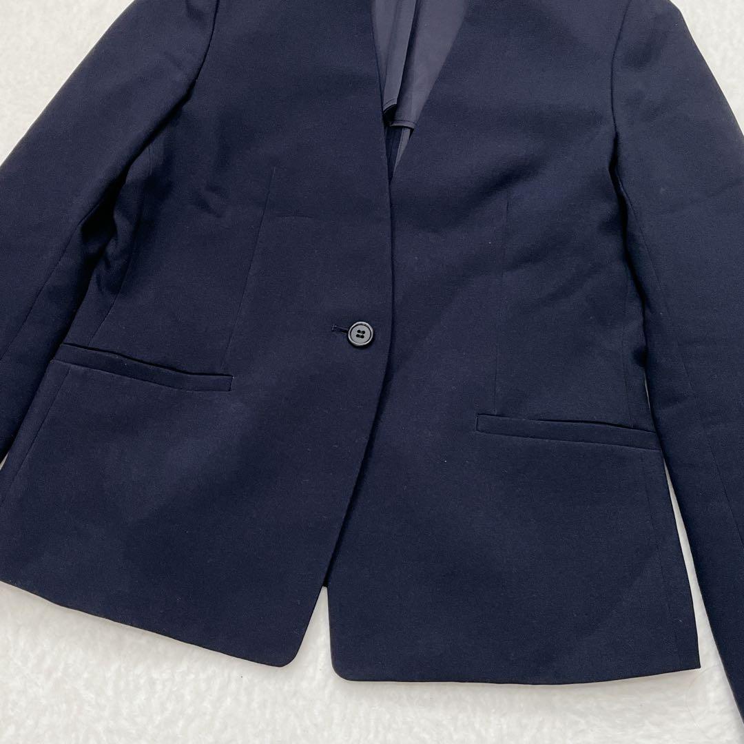 プラステ セットアップ ノーカラー テーパードパンツ【M】紺 1B 洗える