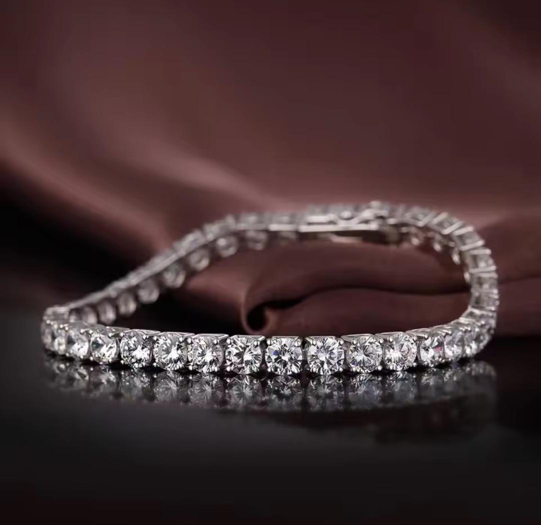 【大人の手元に】モアサナイト×シルバー925テニスチェーンブレスレット