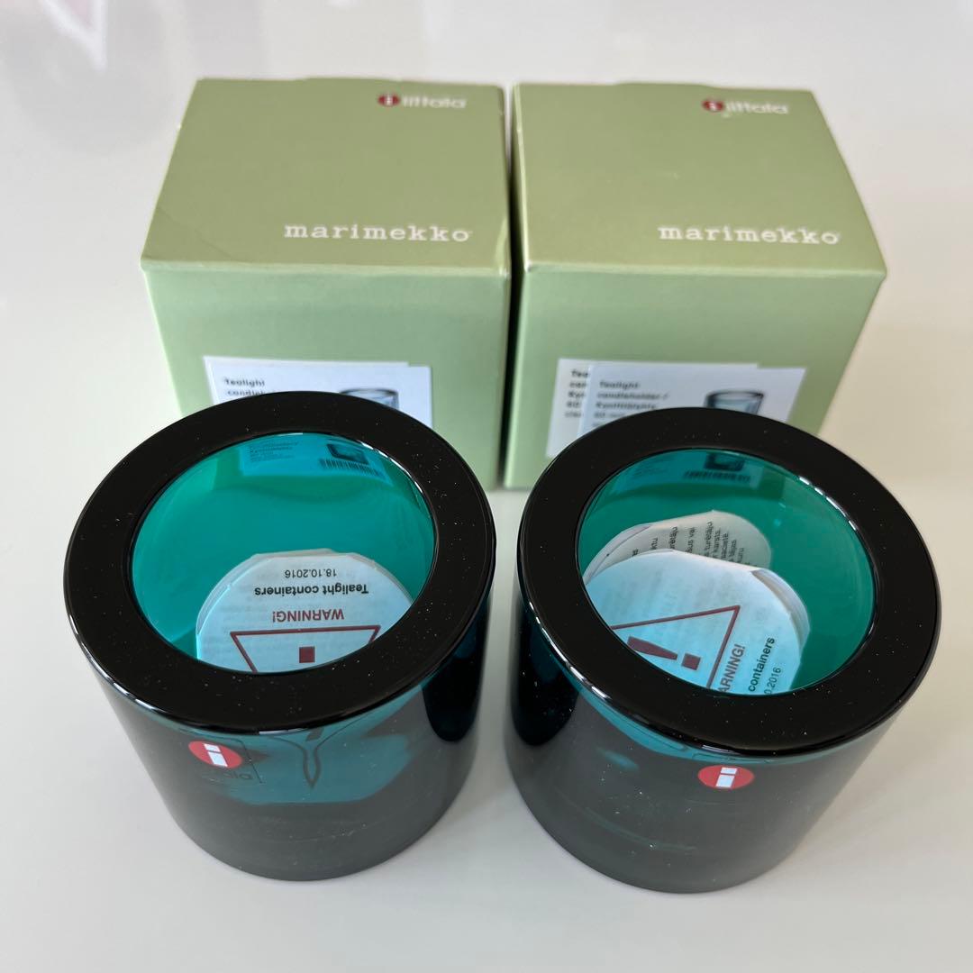 iitala marimekko KIVI シーブルー ガラスキャンドルホルダー