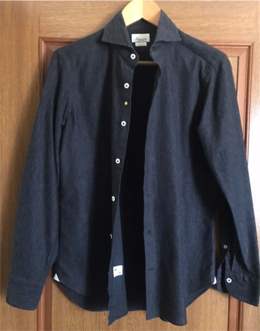 giannetto ジャンネット イタリア製シャツホリゾンタルカラー黒　試着のみ