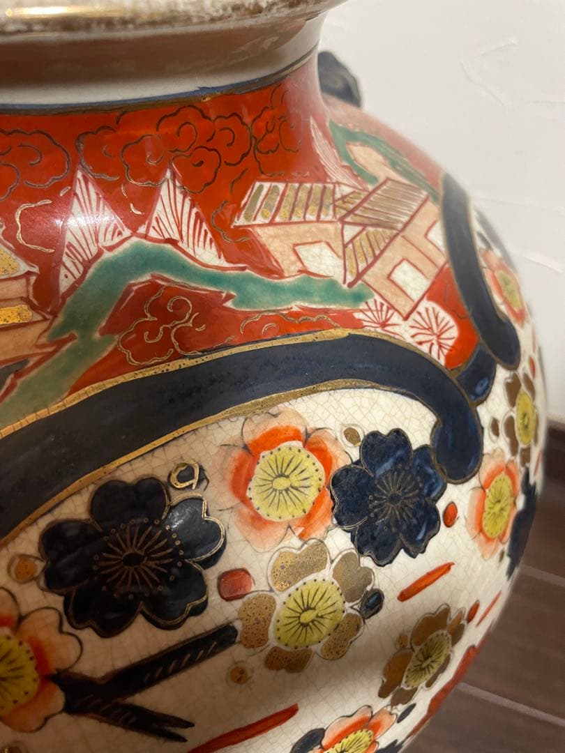 古伊万里　金蘭手様式大花瓶　花器　置物
