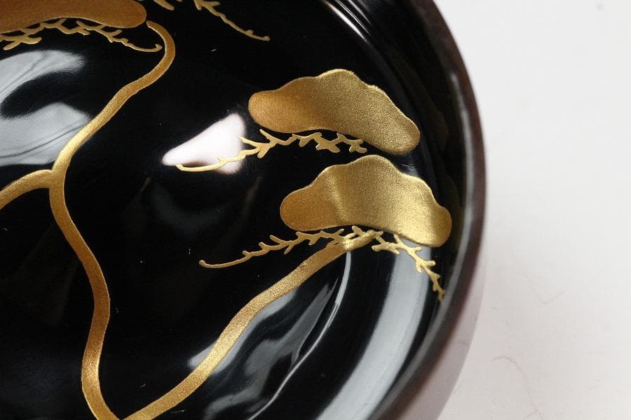 茶道具 竹材 内縁 松竹梅蒔絵 棗 平安 鈴木光入作 共箱 美品K-LC713