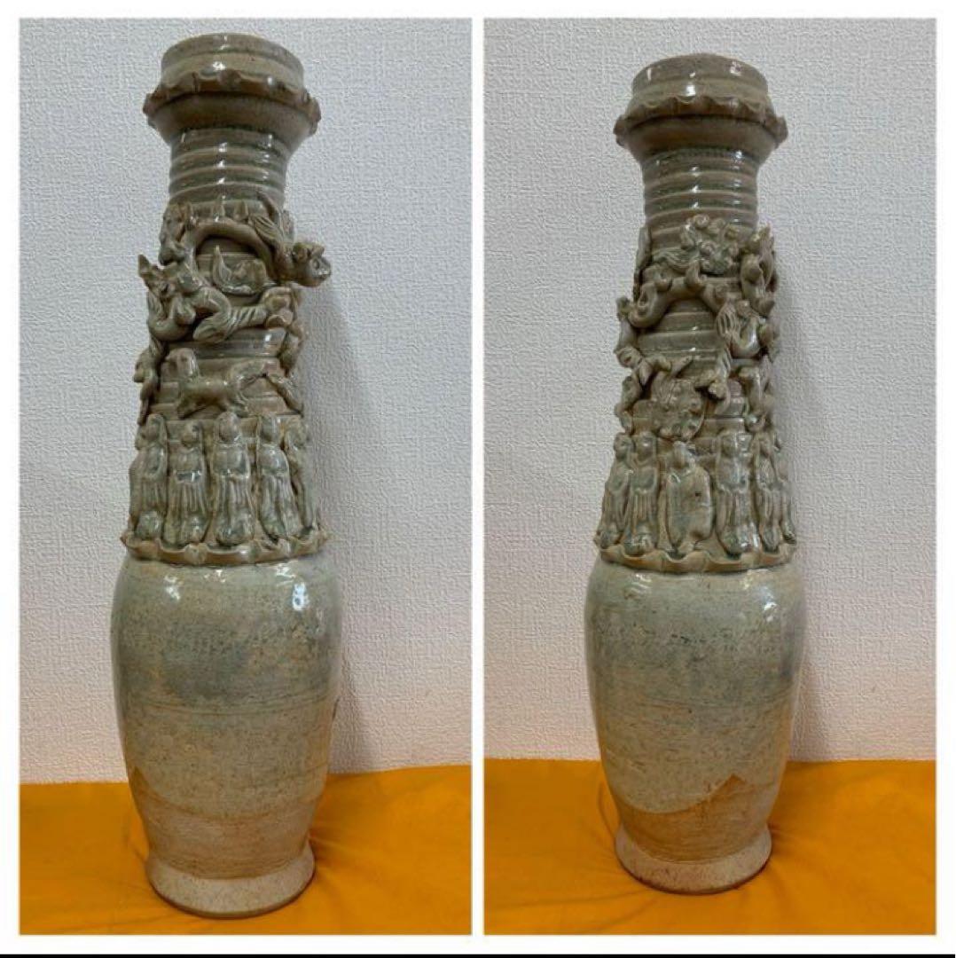 中国南宋越州窯影青貼塑人物紋魂瓶