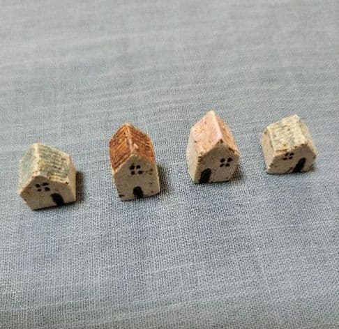 小林まり子　土の家　希少品　小皿、スプーンレスト箸置き小さなお家　手書きカード