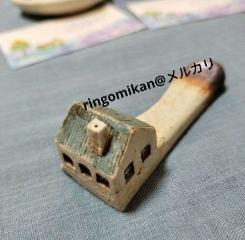 小林まり子　土の家　希少品　小皿、スプーンレスト箸置き小さなお家　手書きカード